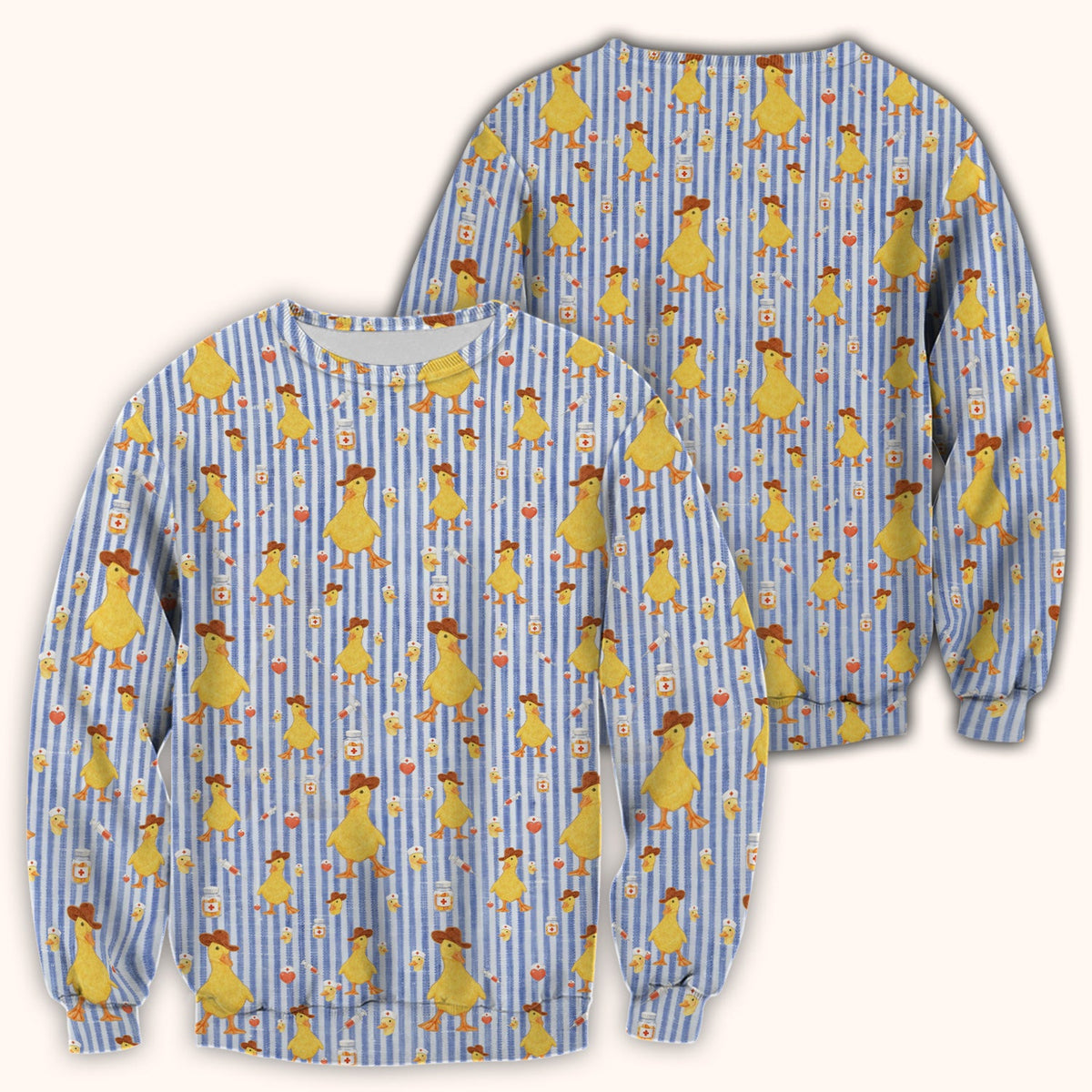 Cowboy Ducktor Vertical Stripe Nurse Scrub Top