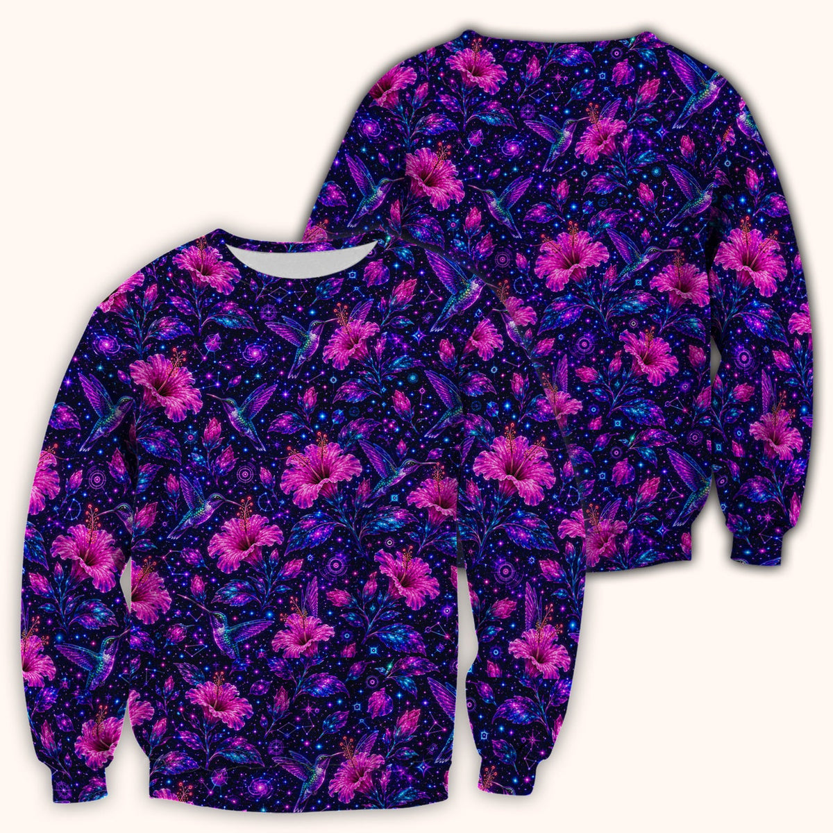 Galaxy Floral Hummingbird Nurse Scrub Top