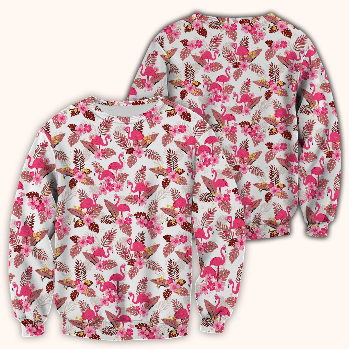 Pink Flamingo Tropical Floral Nurse Scrub Top
