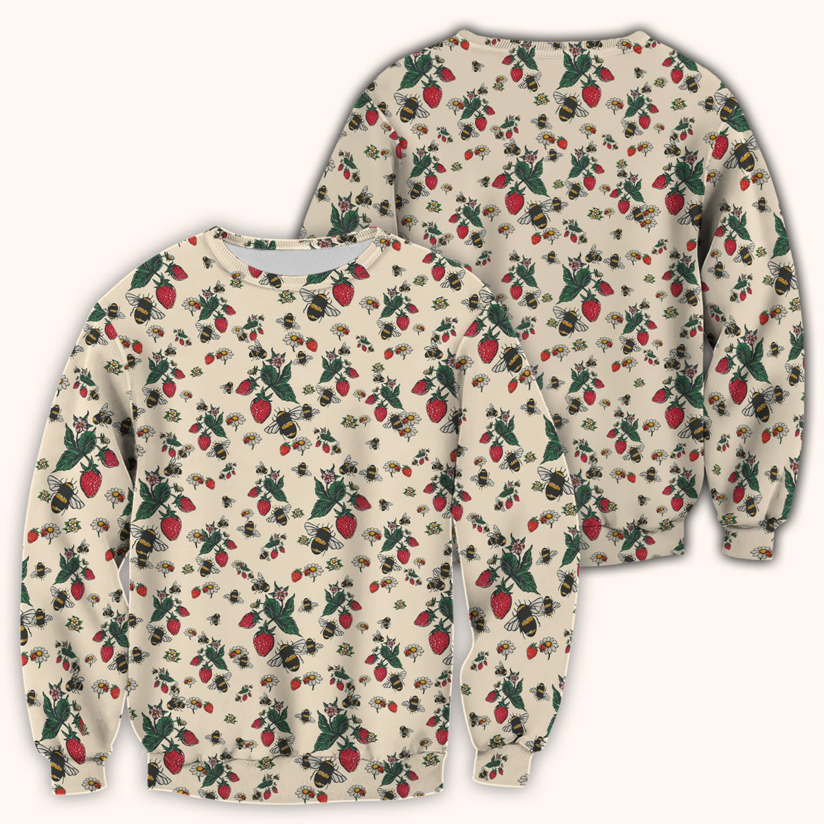 Strawberry Bee Daisy Nurse Scrub Top