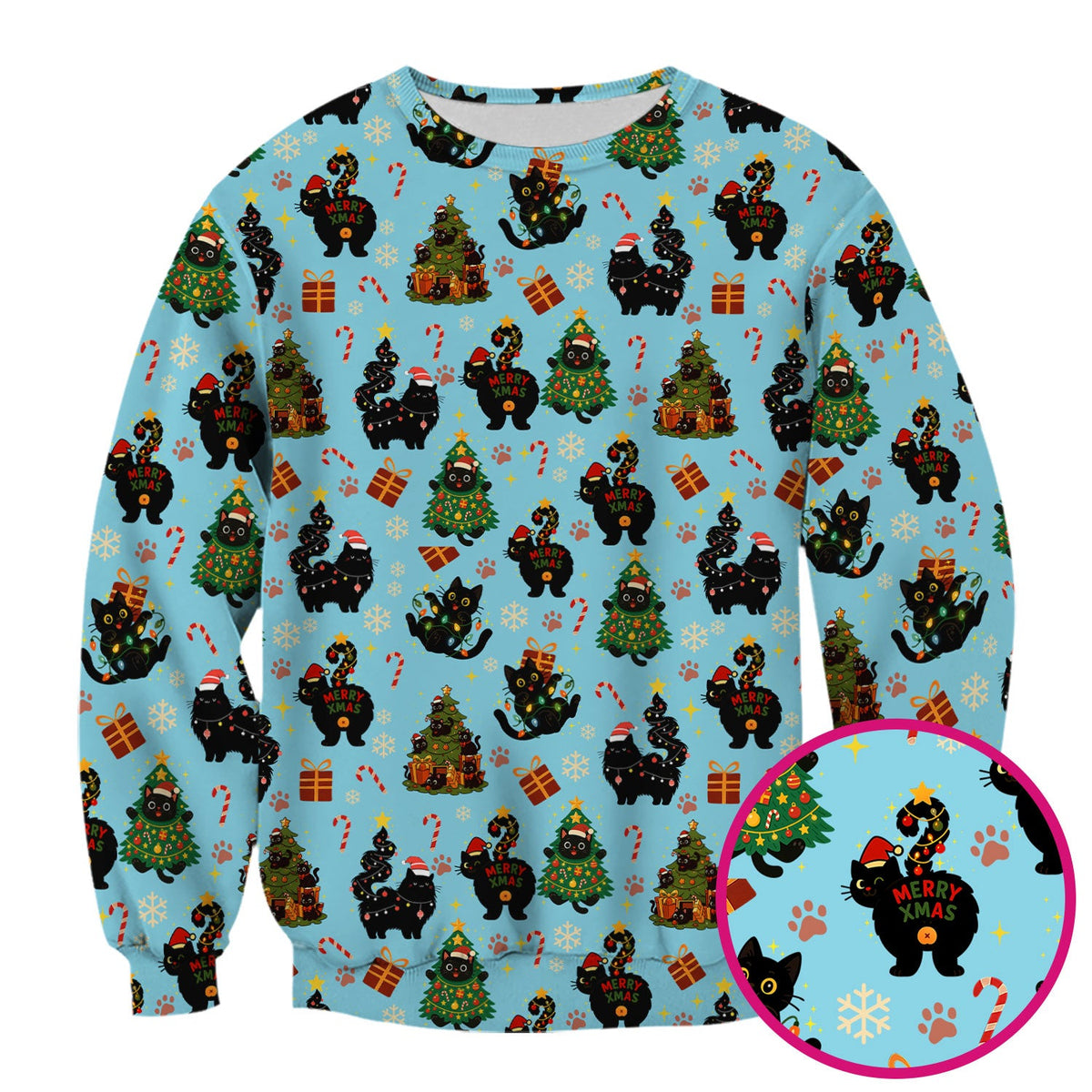 Christmas Cat Nurse Scrub Top - Funny Black Cat Print Medical Shirt for Women & Men - Cute Holiday Scrubs Gift for RN CNA Doctor