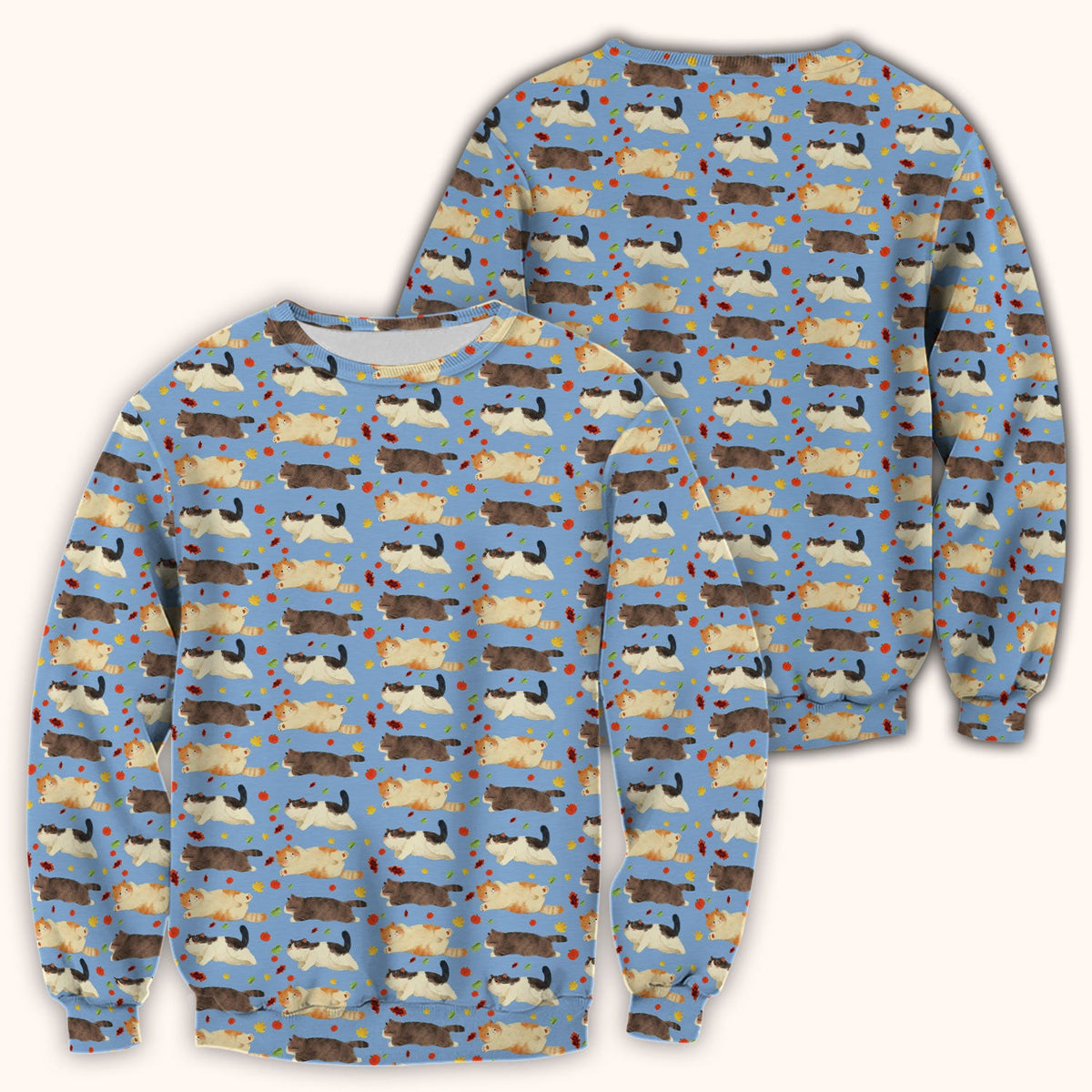 Chubby Cat Autumn Leaves Nurse Scrub Top