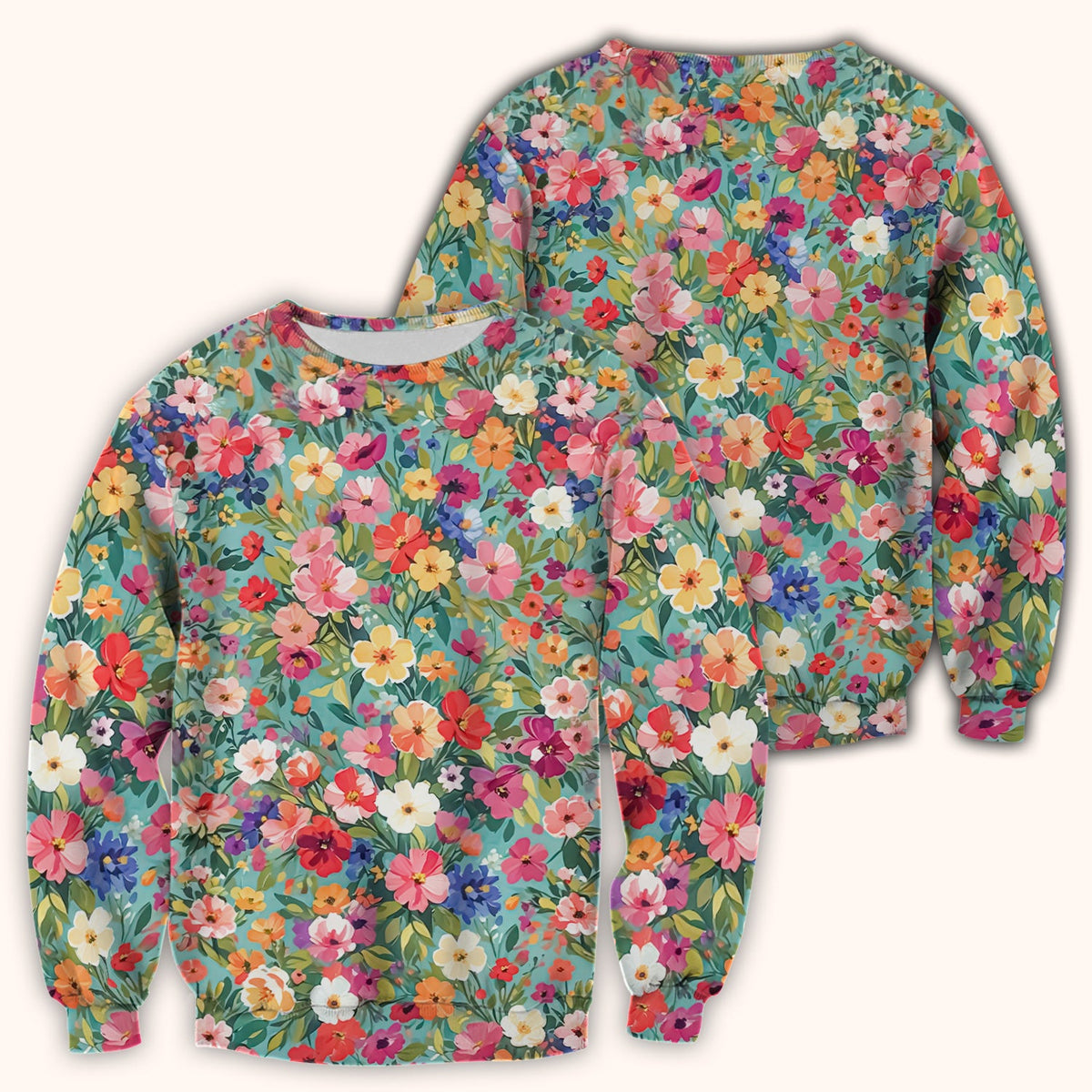 Colorful Wildflower Garden Bloom Scrub Top, Comfortable Scrubs for Nurses