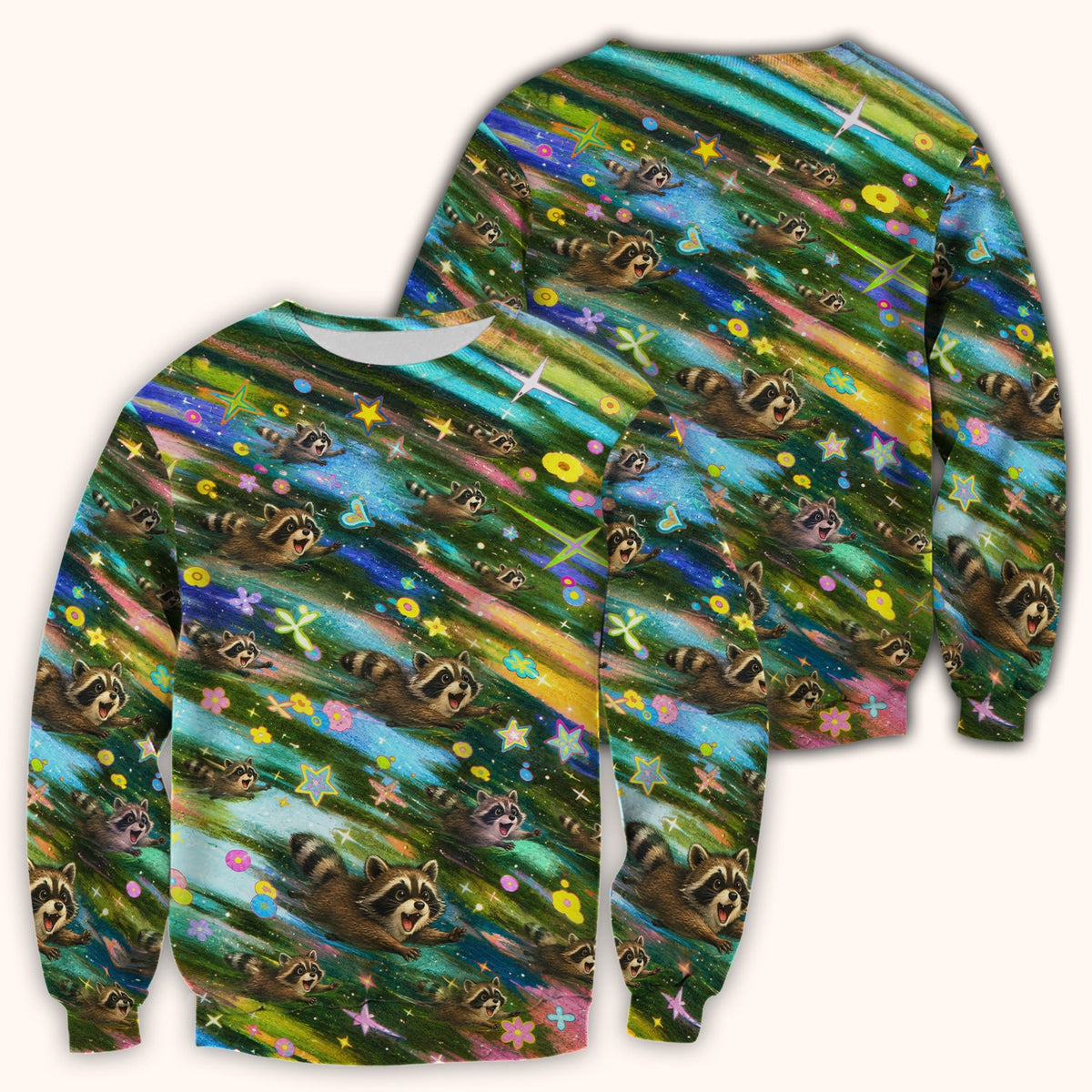 Raccoon Rainbow Dash Nurse Scrub Top