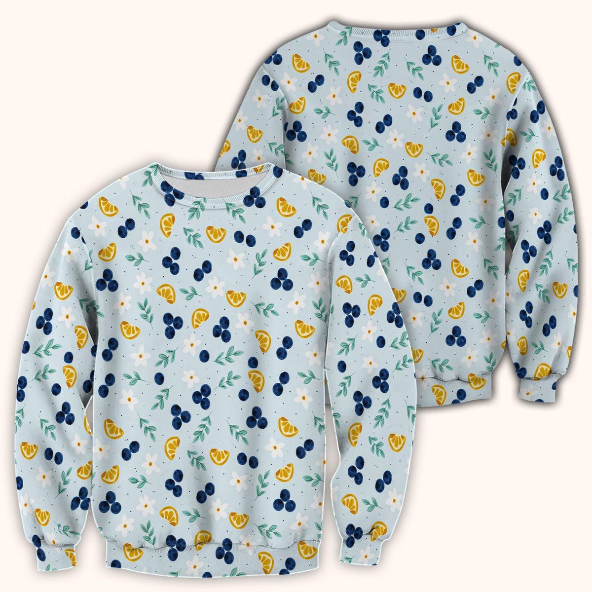 Blueberry Lemon Daisy Nurse Scrub Top
