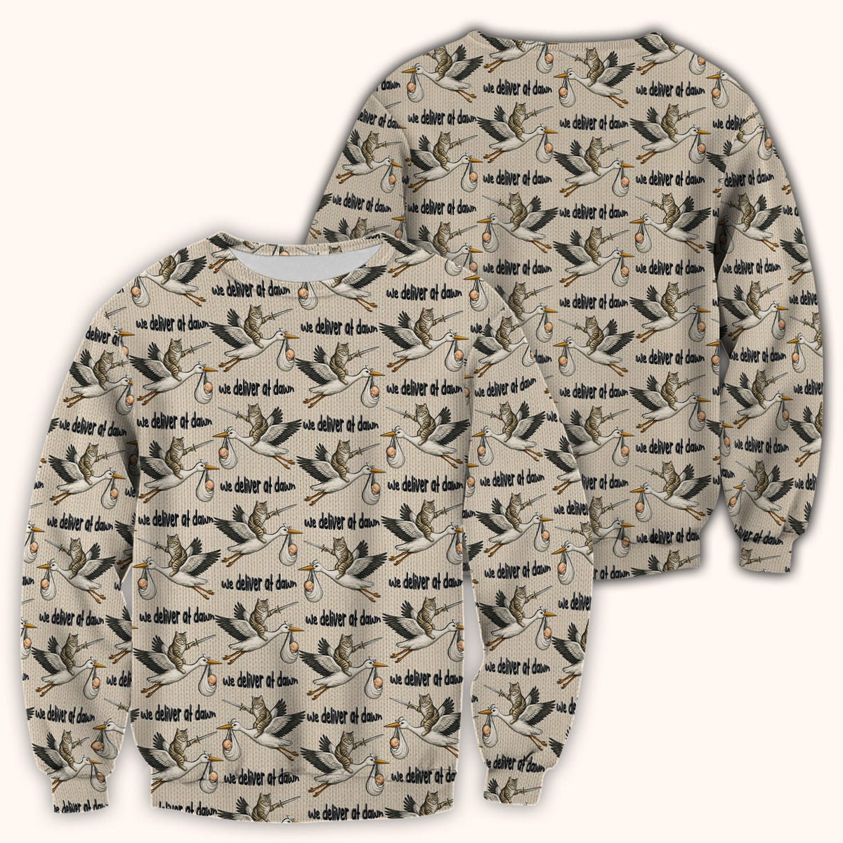 Stork Cat Delivery Nurse Scrub Top