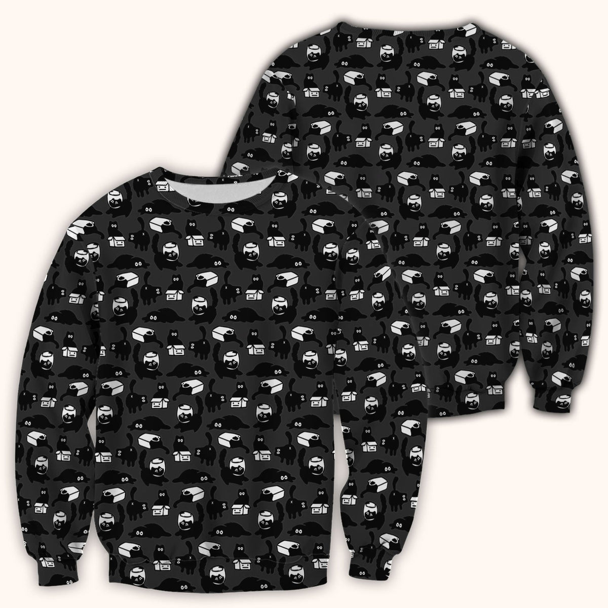 Dark Playful Cat Nurse Scrub Top