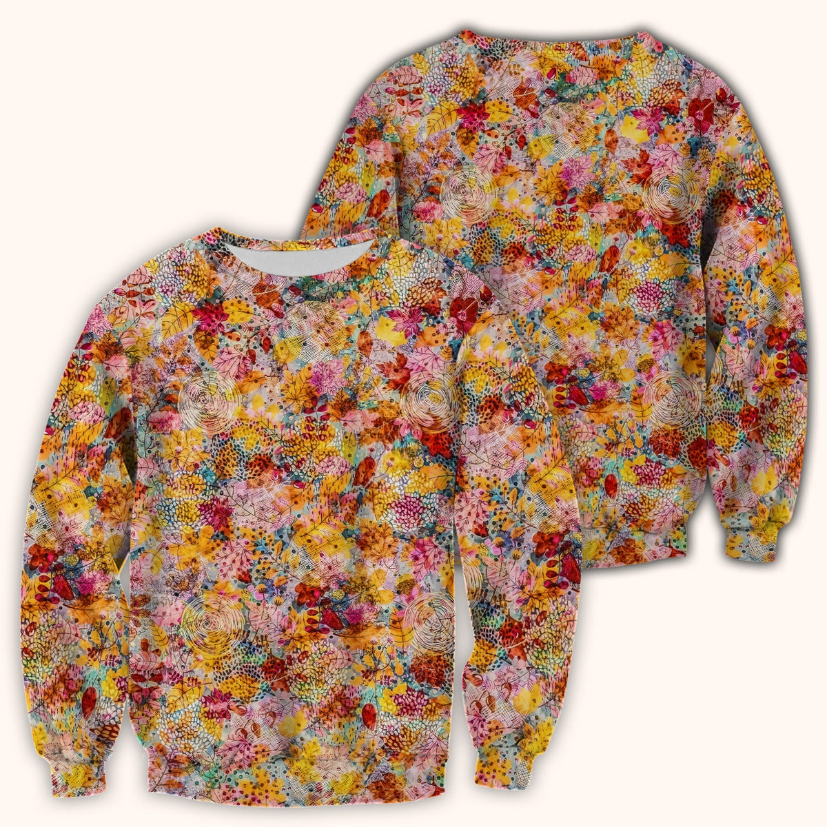 Autumn Floral Leaves Nurse Scrub Top