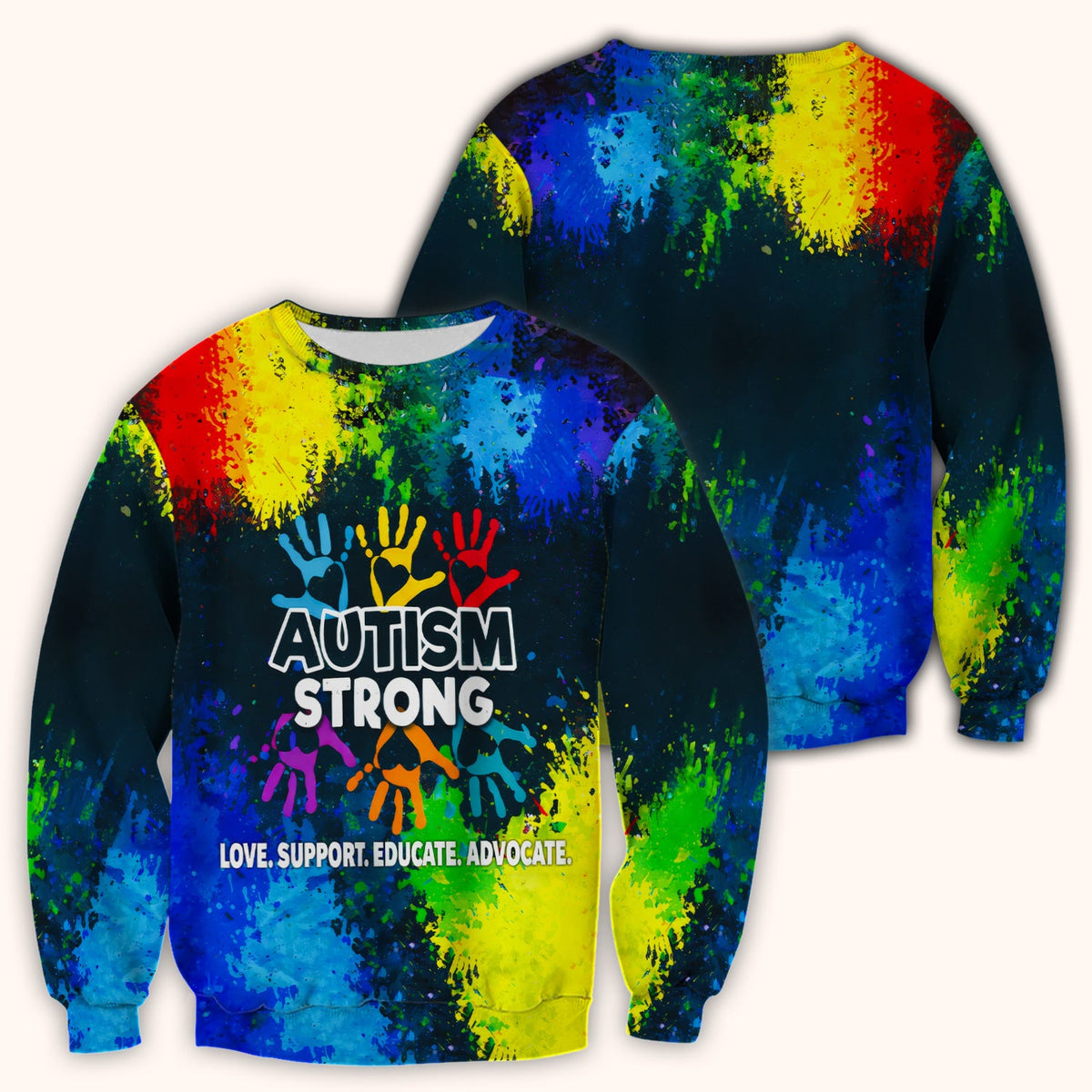 Autism Strong Handprint Nurse Scrub Top
