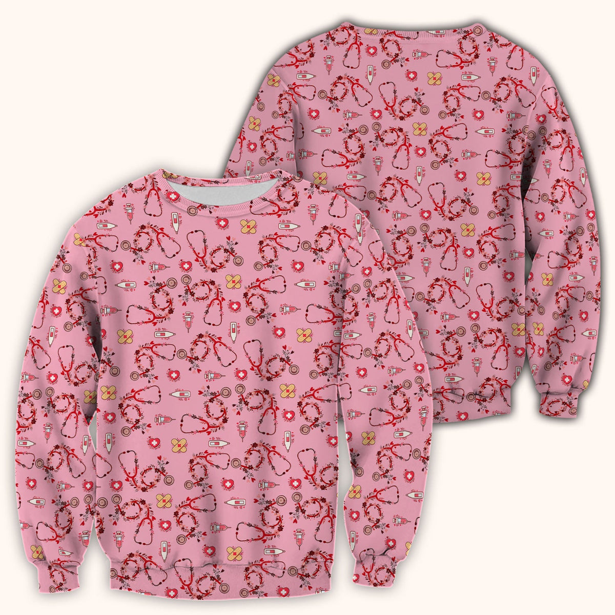 Heart Stethoscope Nurse Scrub Top