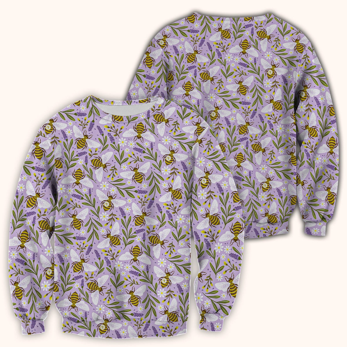 Lavender Bee Floral Nurse Scrub Top