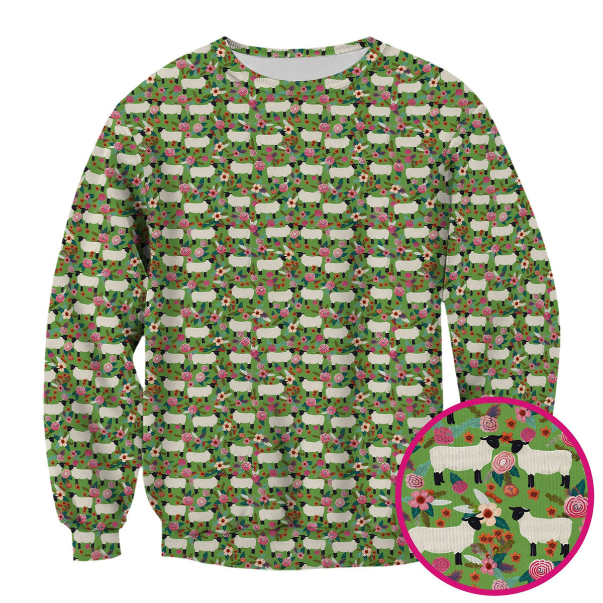 Sheep Floral Meadow Nurse Scrub Top