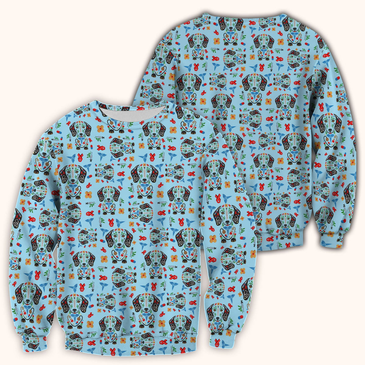 Dachshund Medical Icon Nurse Scrub Top