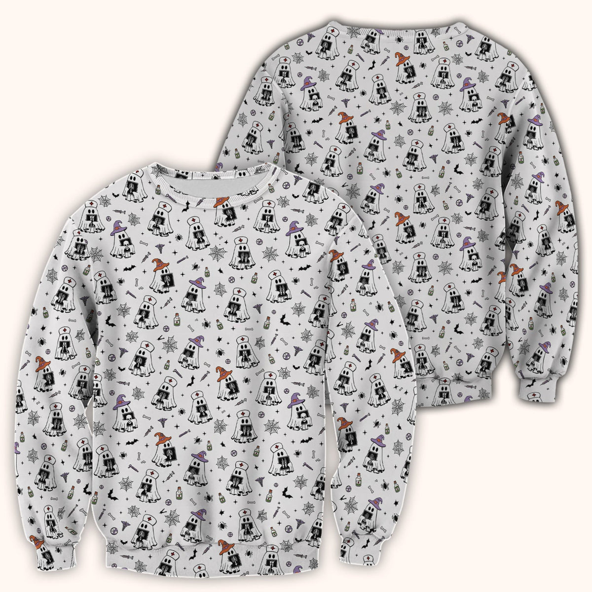 Ghost Nurses with X-Rays Scrub Top - Halloween Gift