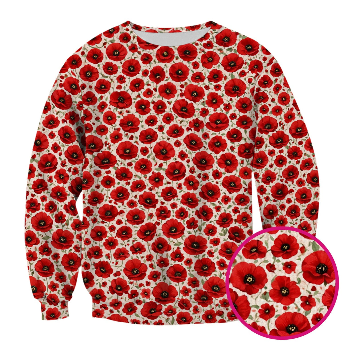 Red Poppy Flower Garden Nurse Scrub Top