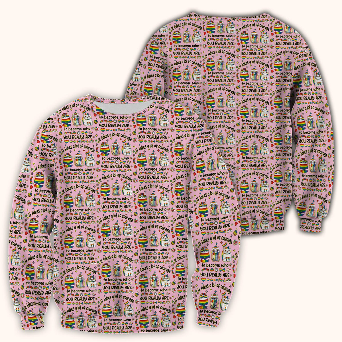 Nurse Rainbow Cat Courage Scrub Top