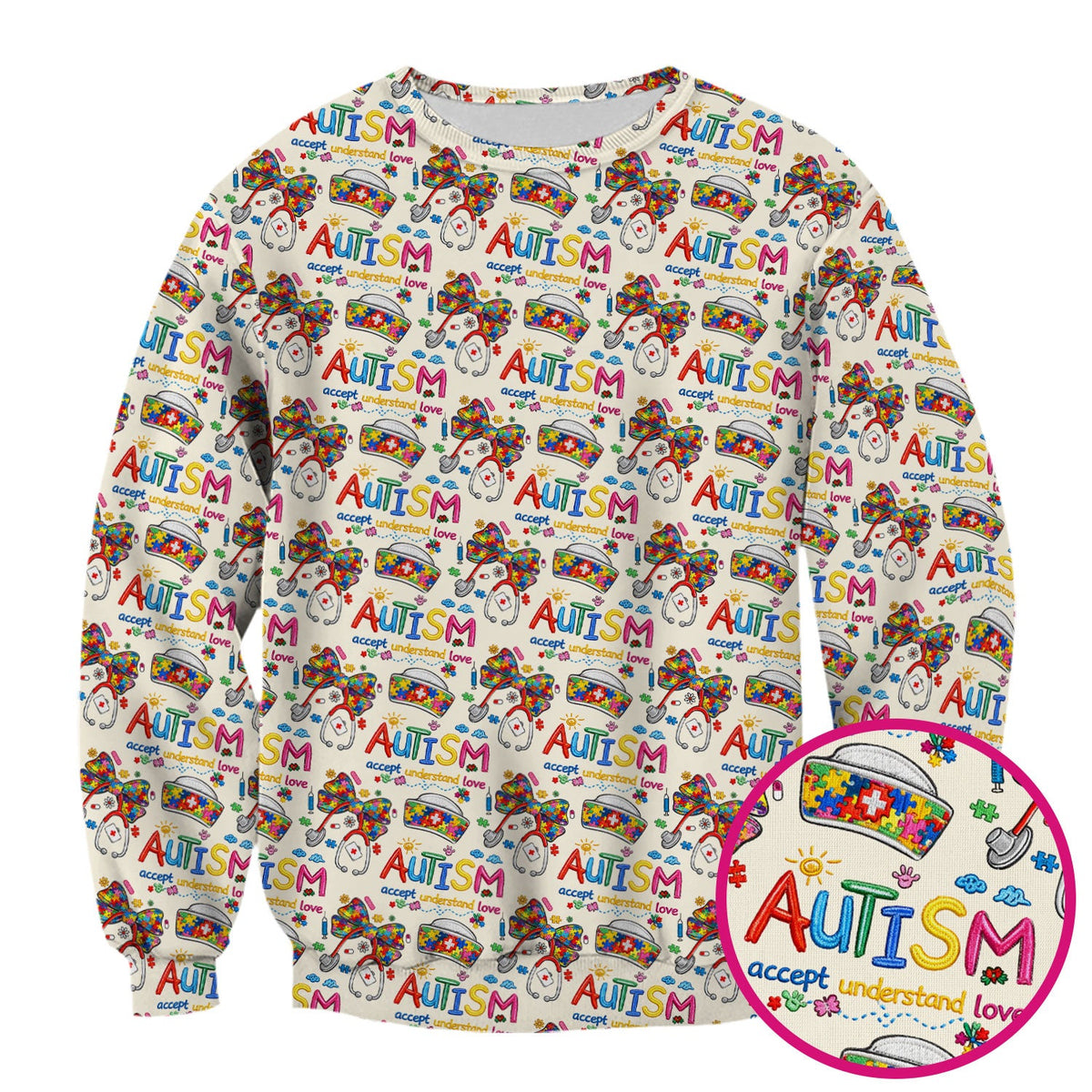 Autism Awareness Accept Understand Love Nurse Scrub Top