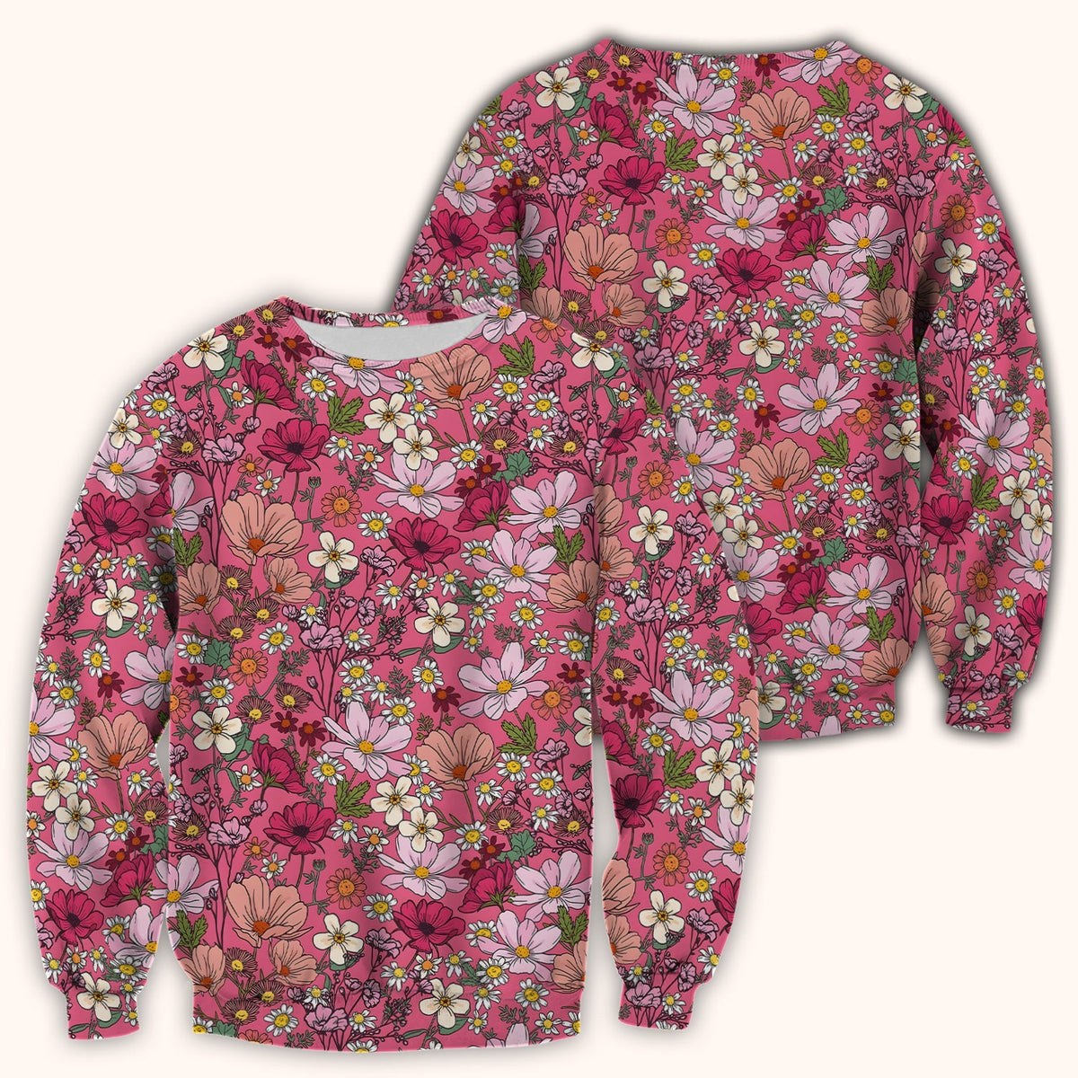 Pink Daisy Wildflower Nurse Scrub Top