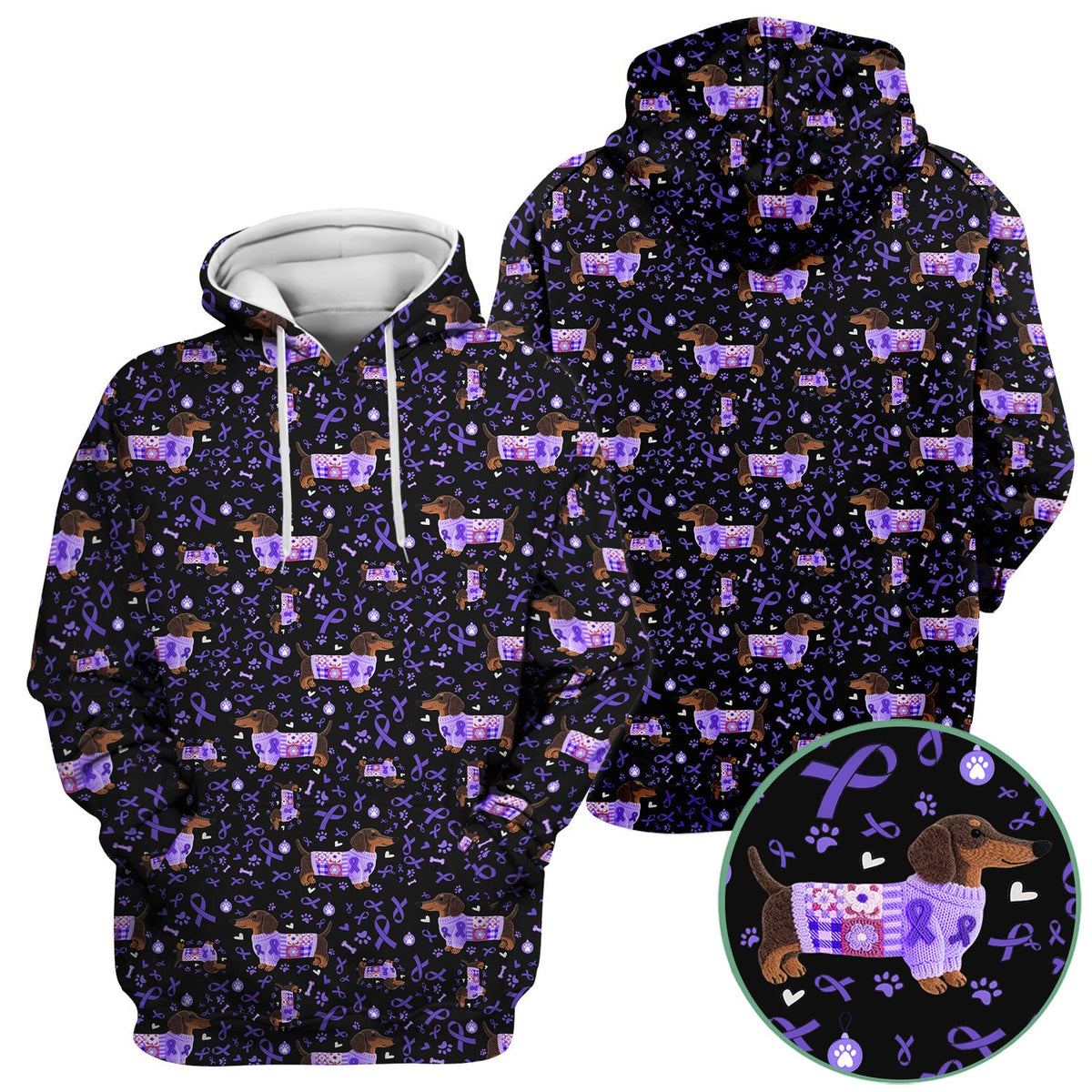 Purple Ribbon Dachshund Nurse Scrub Top
