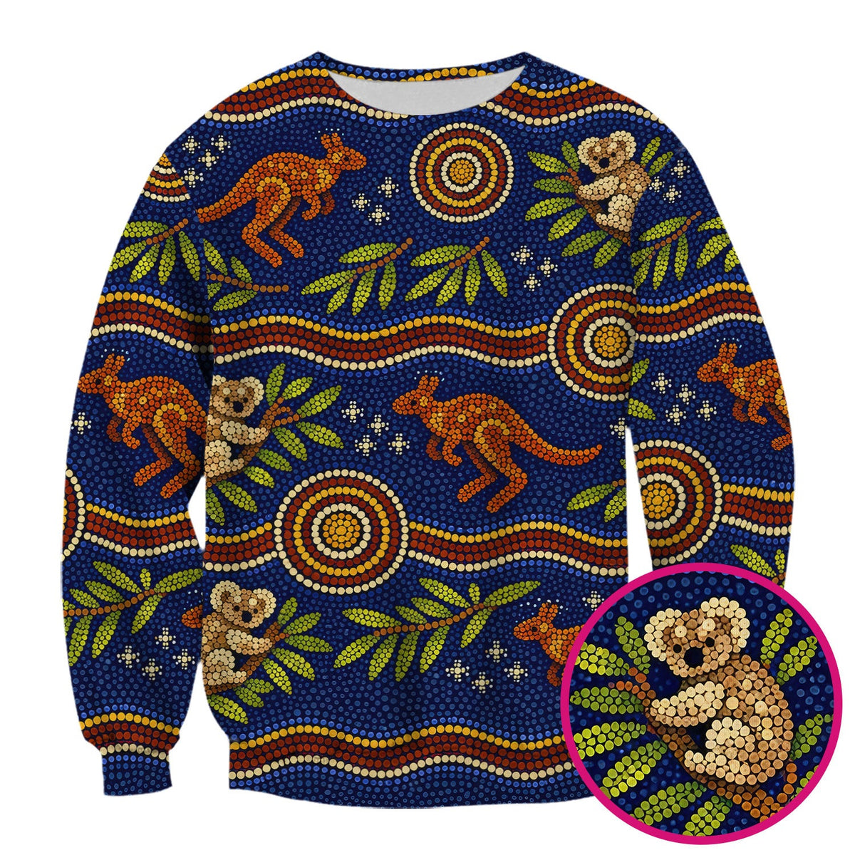 Australian Aboriginal Dot Art Kangaroo Koala Nurse Scrub Top