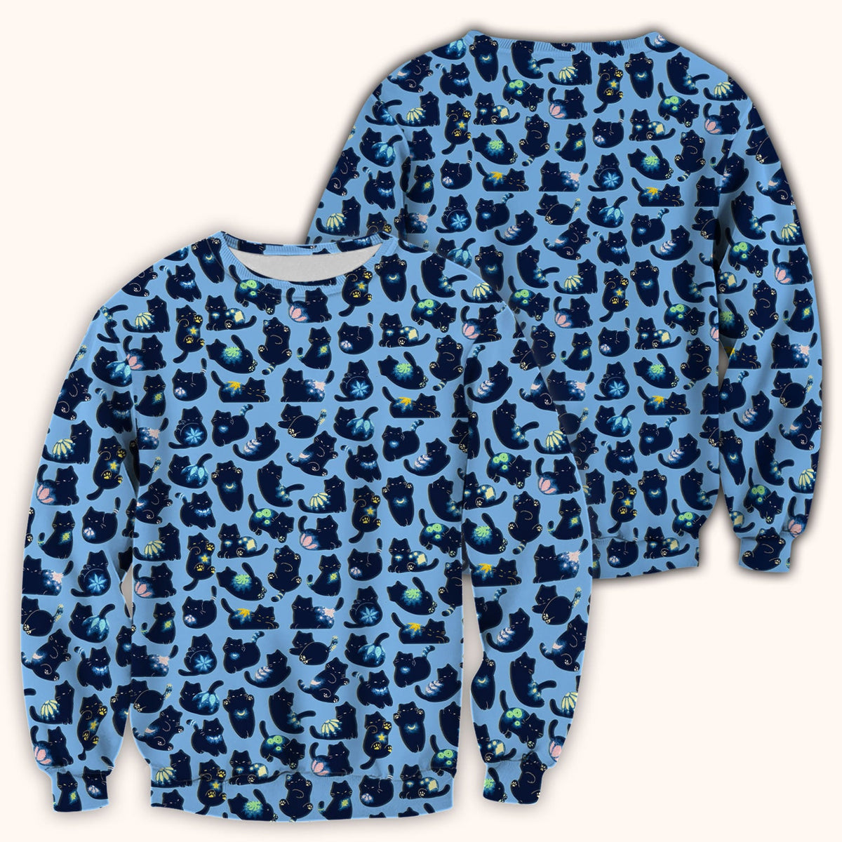 Midnight Black Cat Nurse Scrub Top