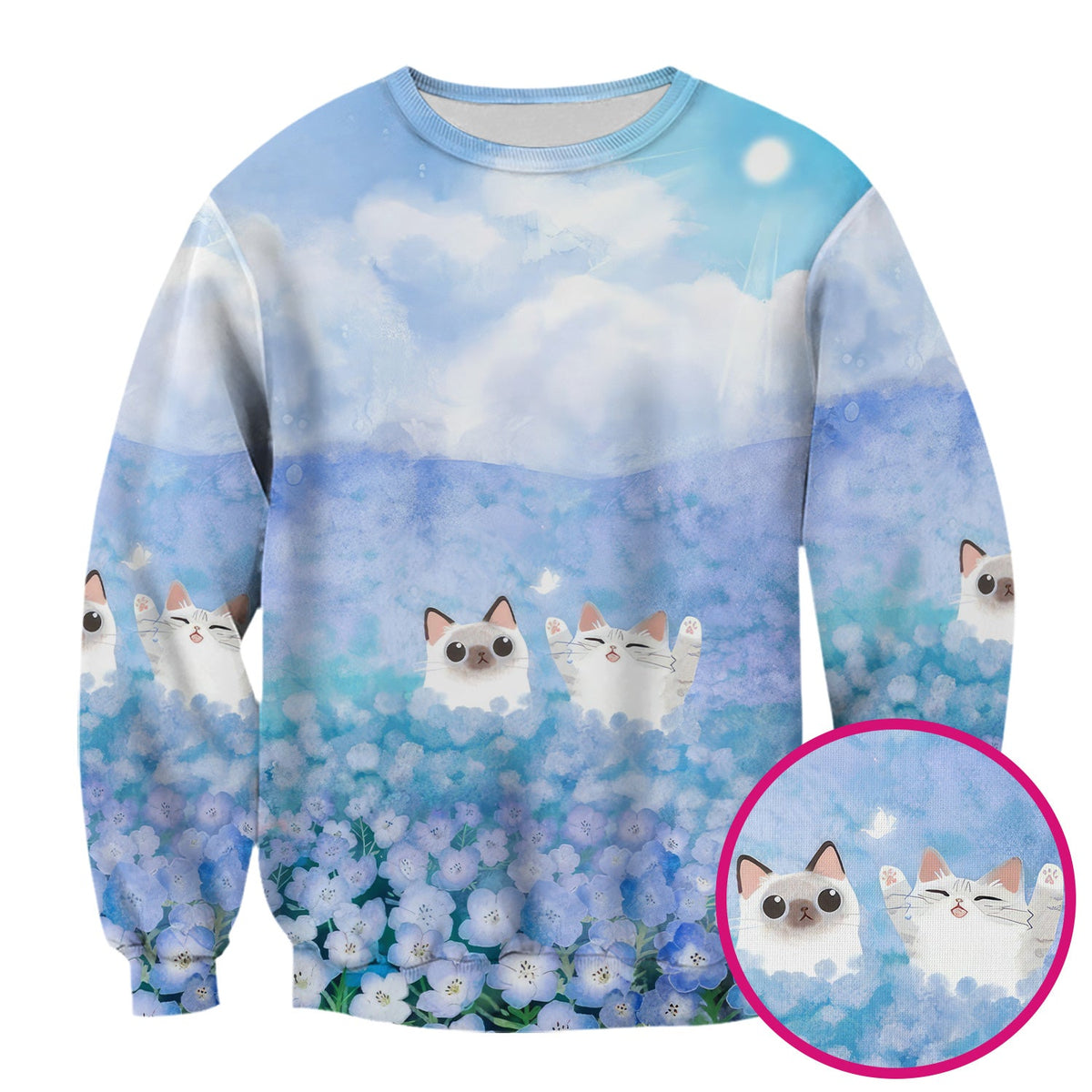 Dreamy Cat Cloud Hydrangea Nurse Scrub Top