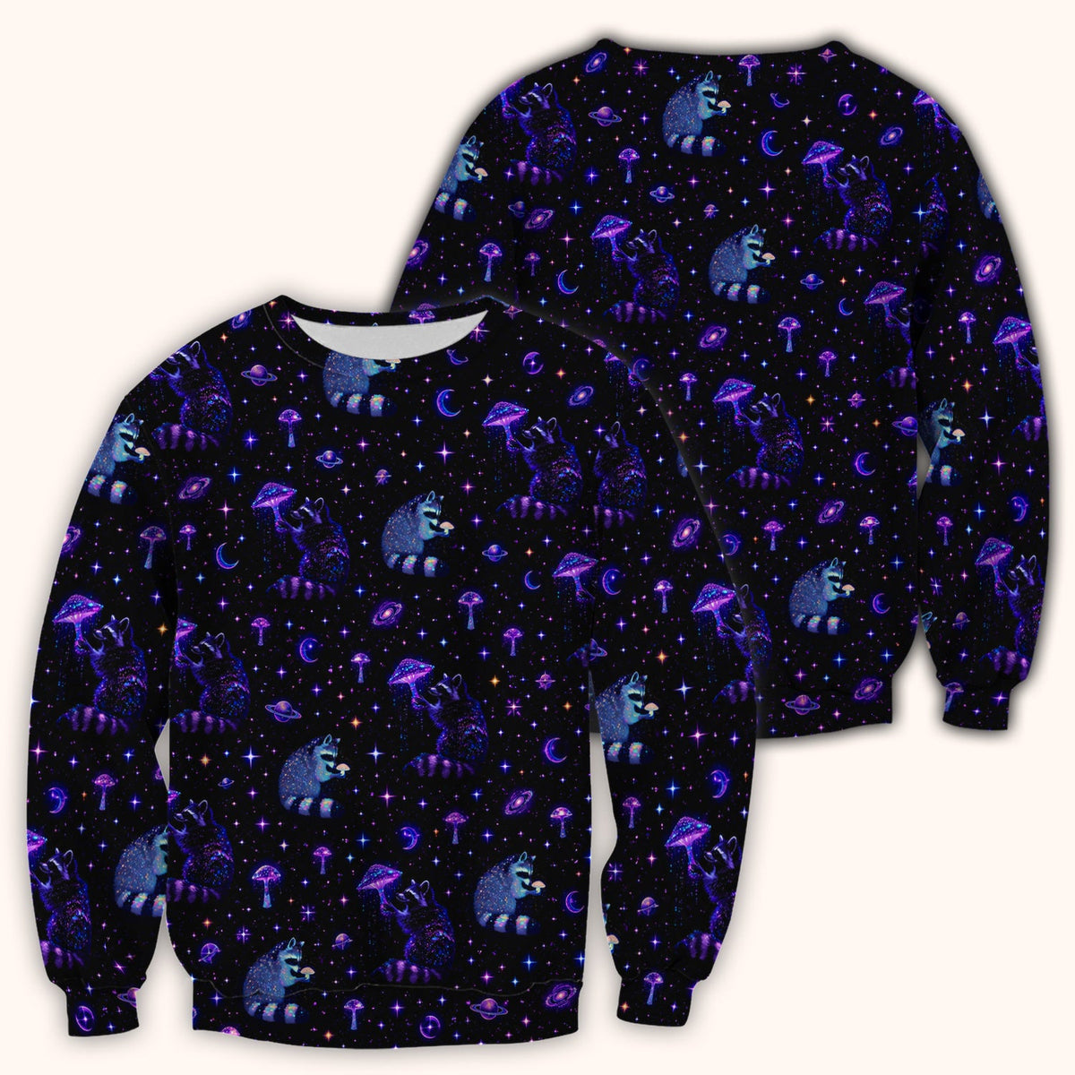 Raccoon Mushroom Galaxy Nurse Scrub Top