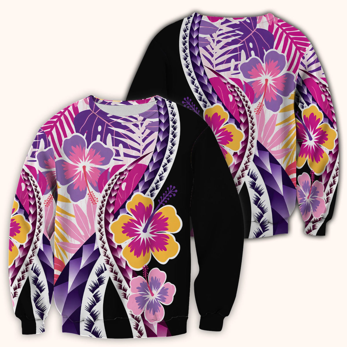 Nurse Tropical Hibiscus Leaf Pattern Scrub Top, Comfortable Scrubs for Nurses