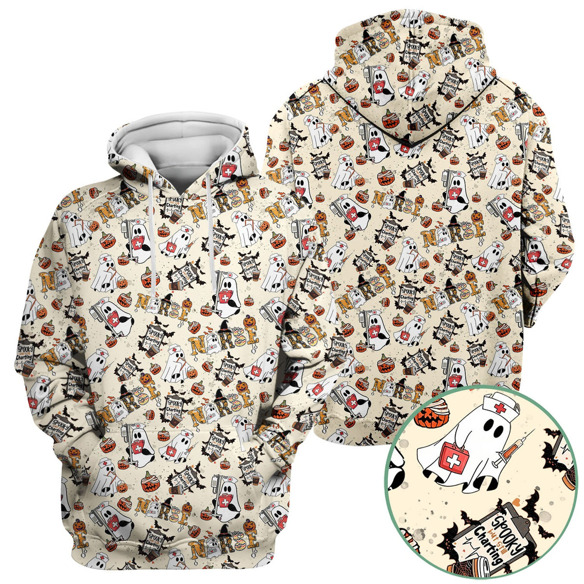 Spooky But Still Charting Nurse Scrub Top - Halloween Gift