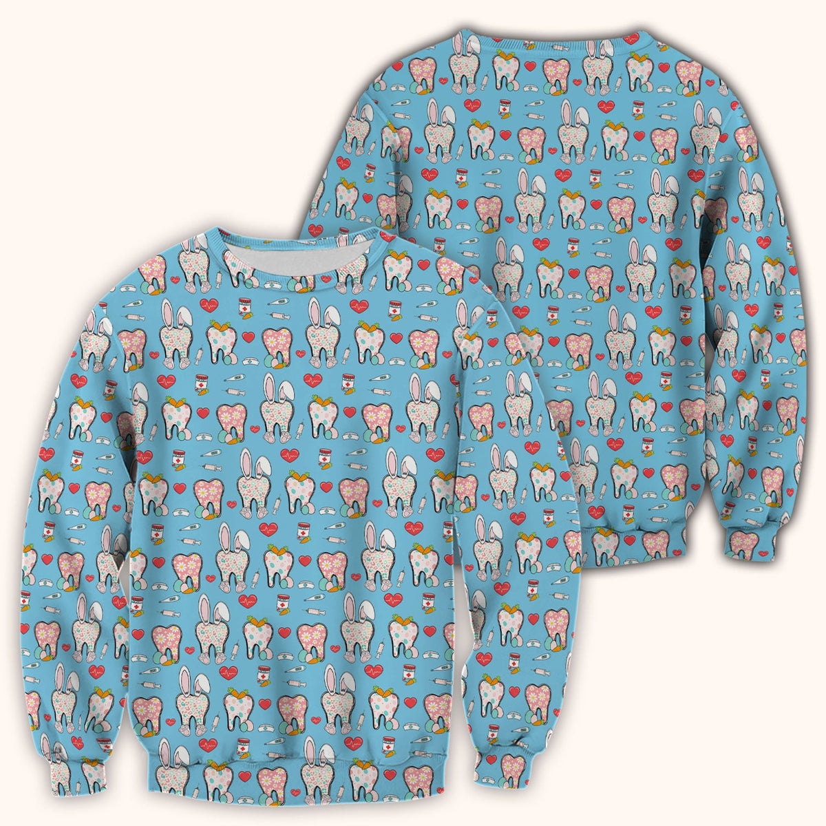 Easter Bunny Dentist Nurse Scrub Top