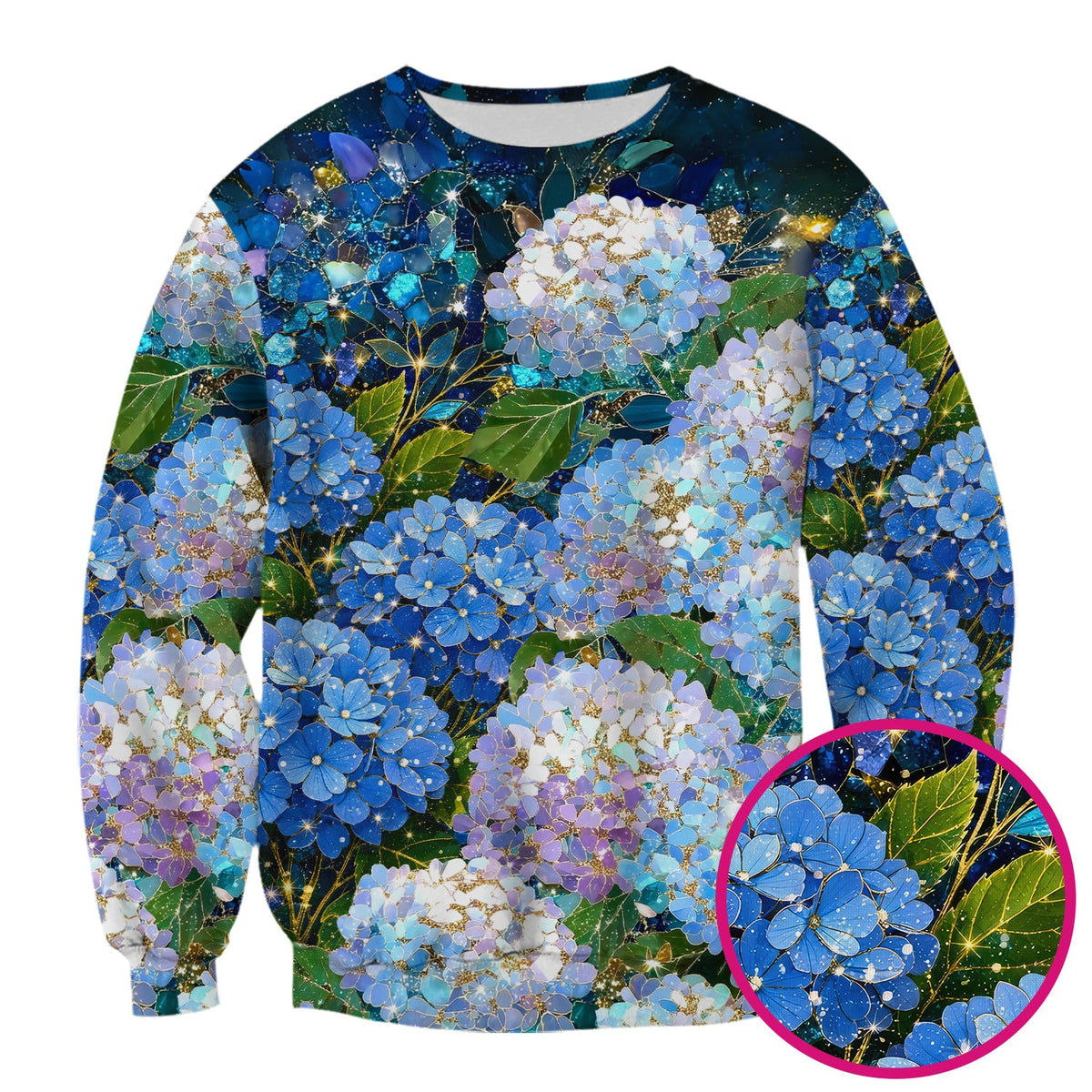 Blue Hydrangea Floral Nurse Scrub Top