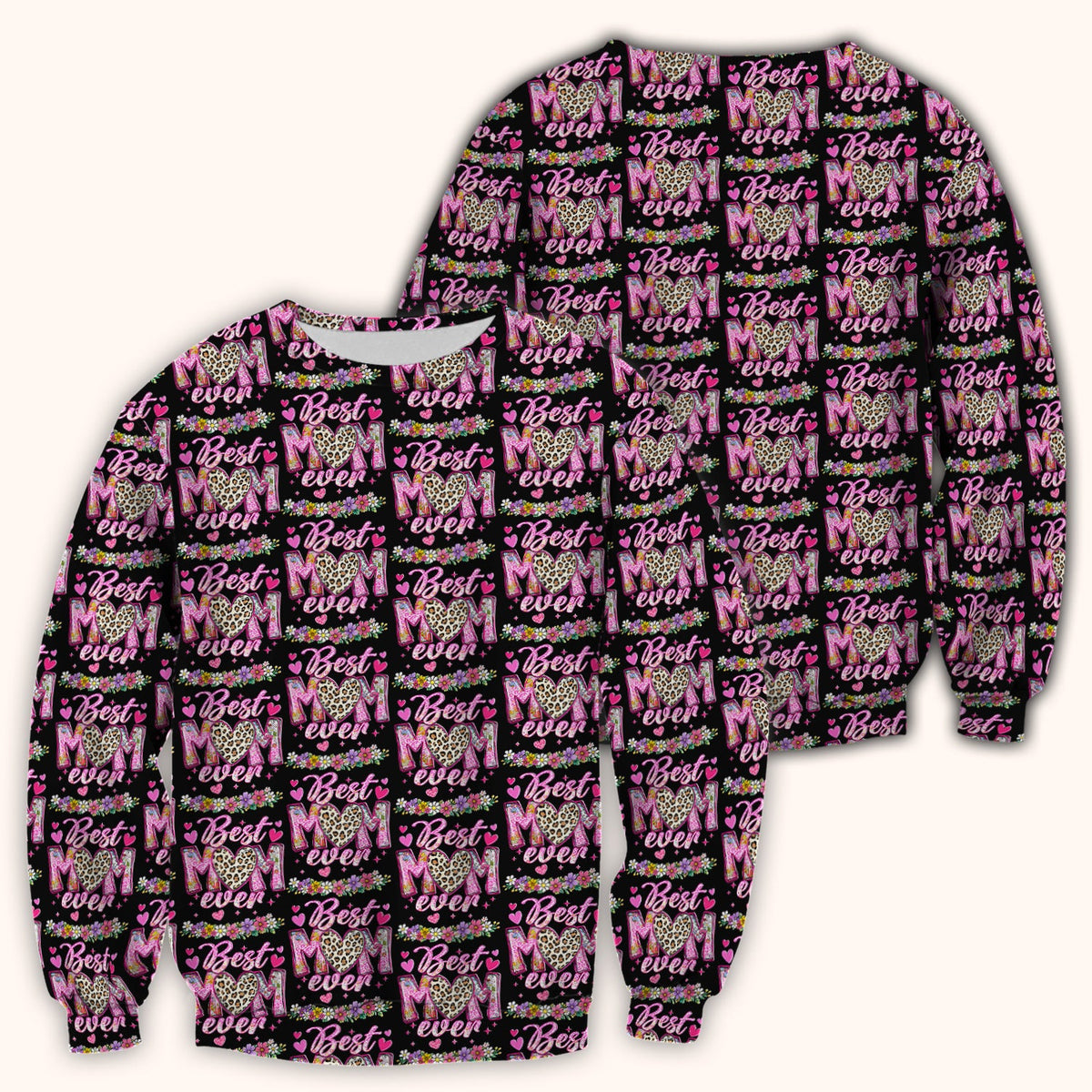Best Mom Ever Leopard Heart Nurse Scrub Top