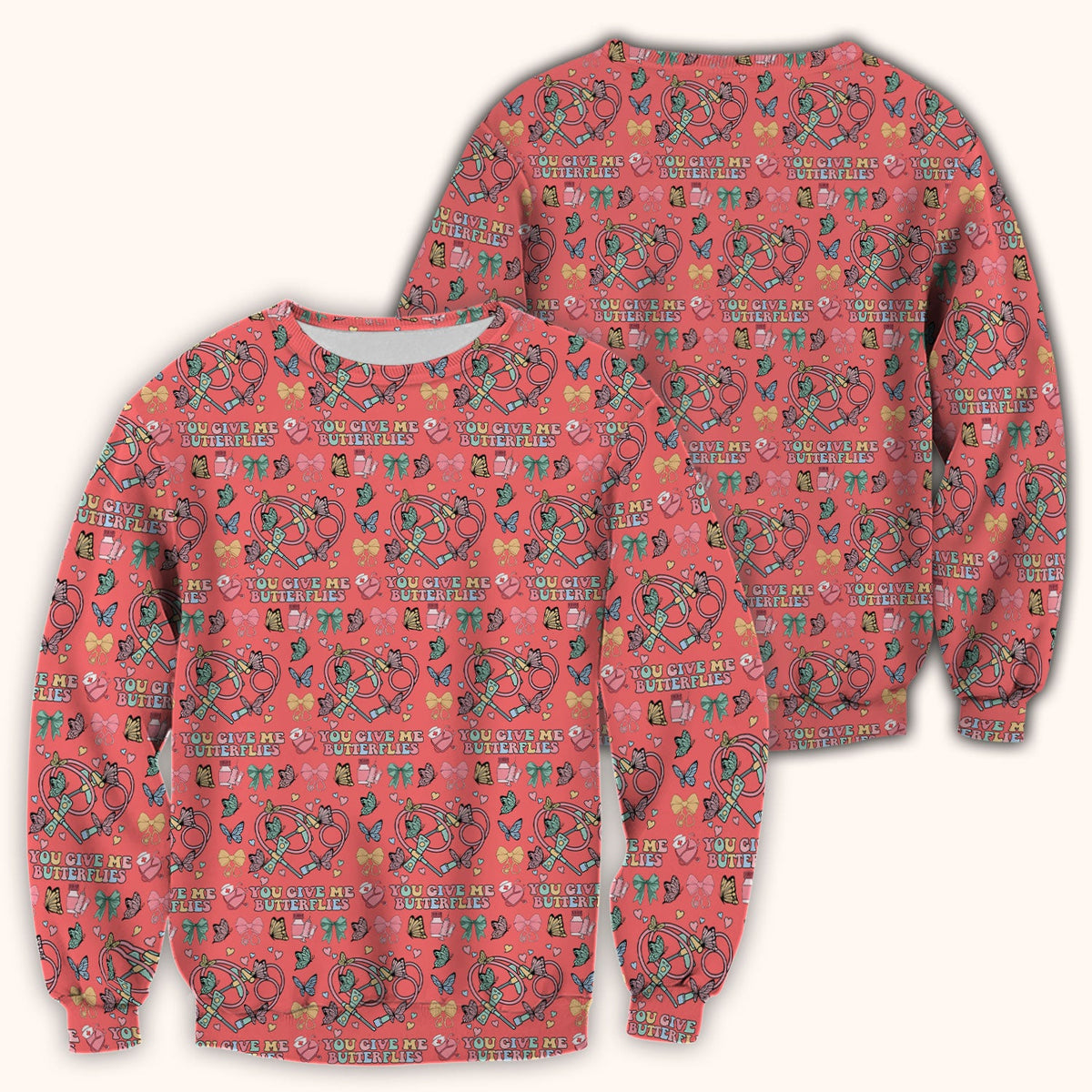 Butterfly Heart Nurse Scrub Top - Valentines Day Gift