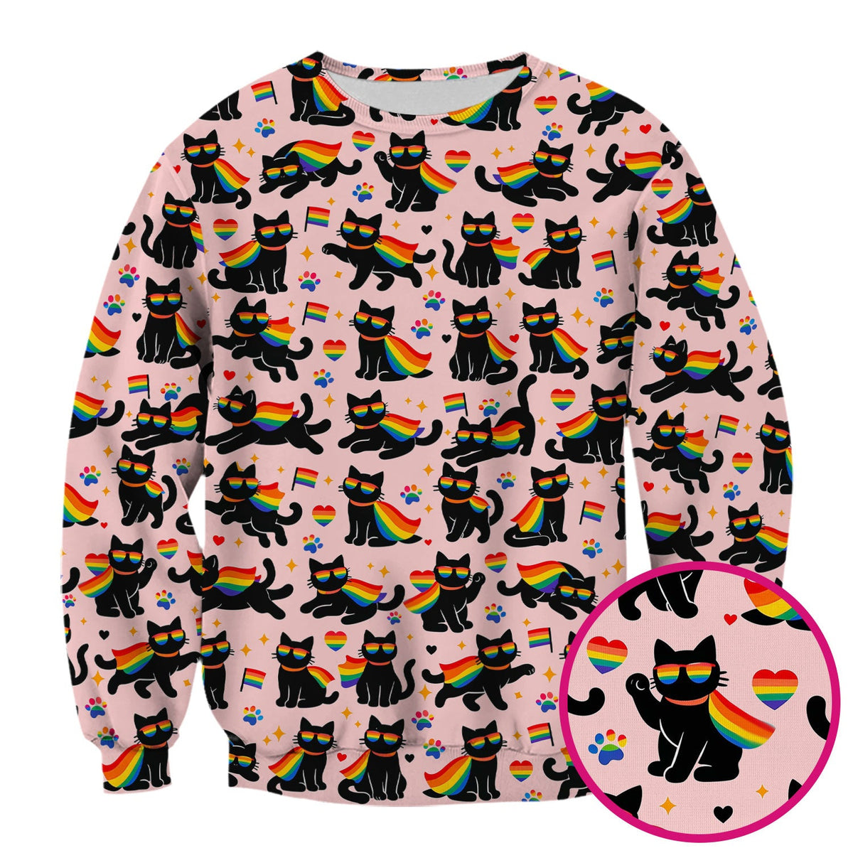 Rainbow Black Cat Pride Nurse Scrub Top