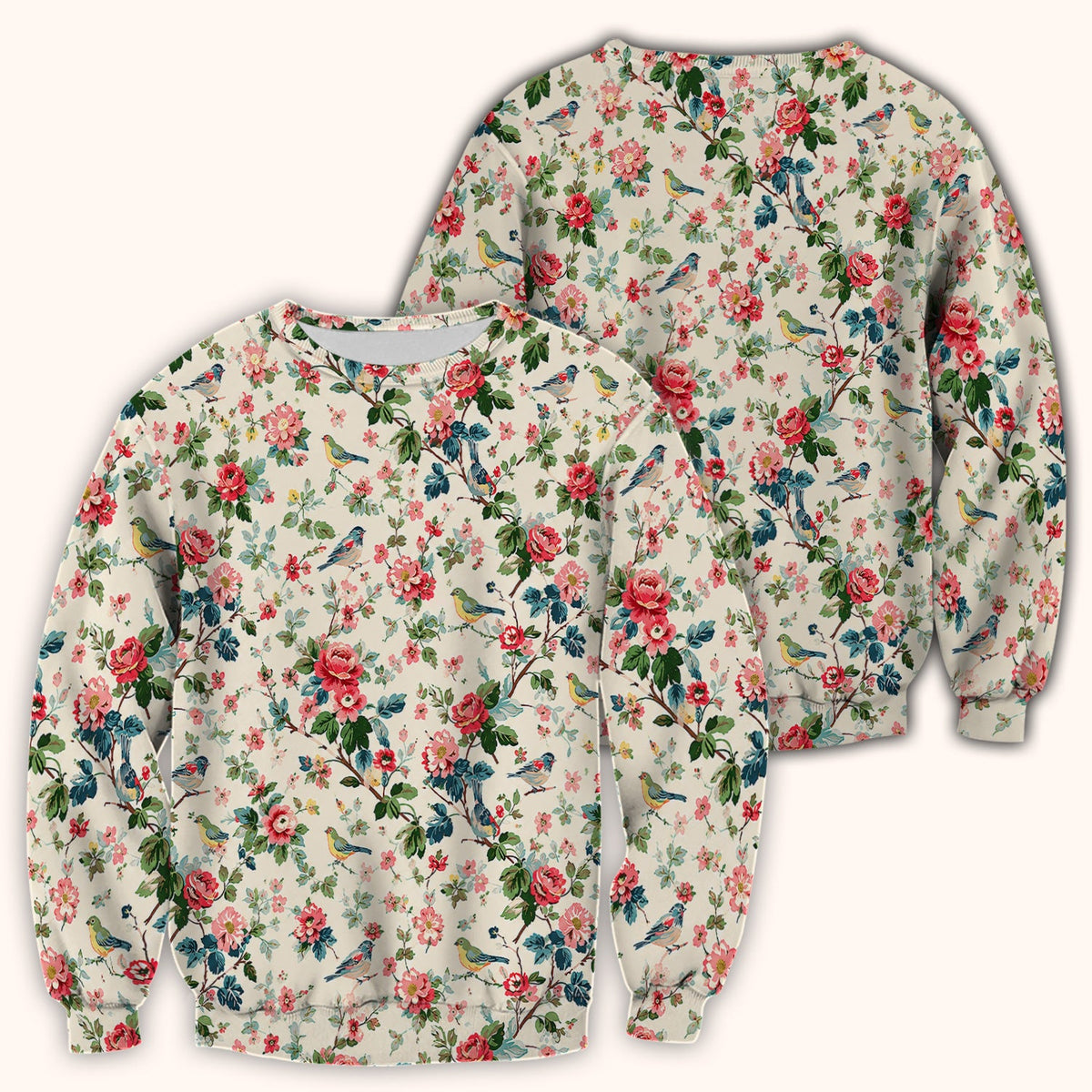 Songbird Rose Garden Pattern Scrub Top, Comfortable Scrubs for Nurses