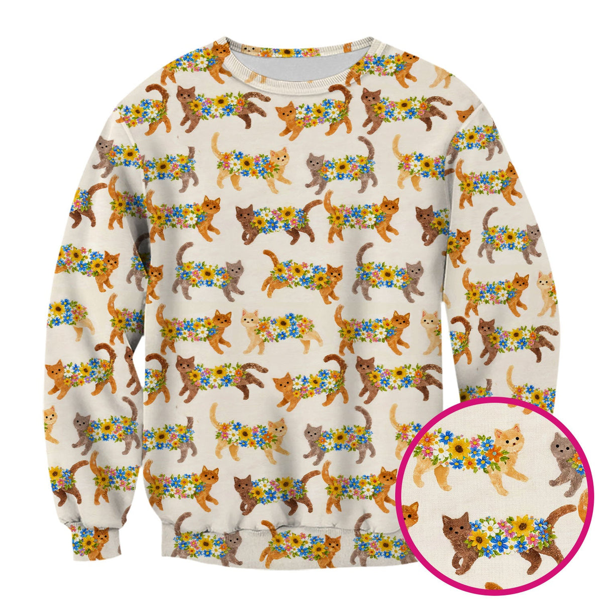 Flower Filled Cat Nurse Scrub Top