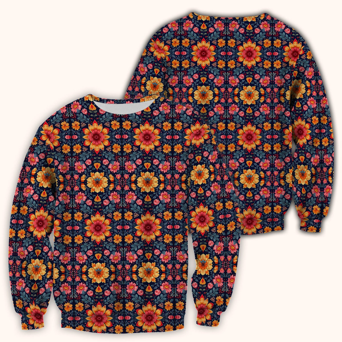 Elegant Dark Floral Nurse Scrub Top