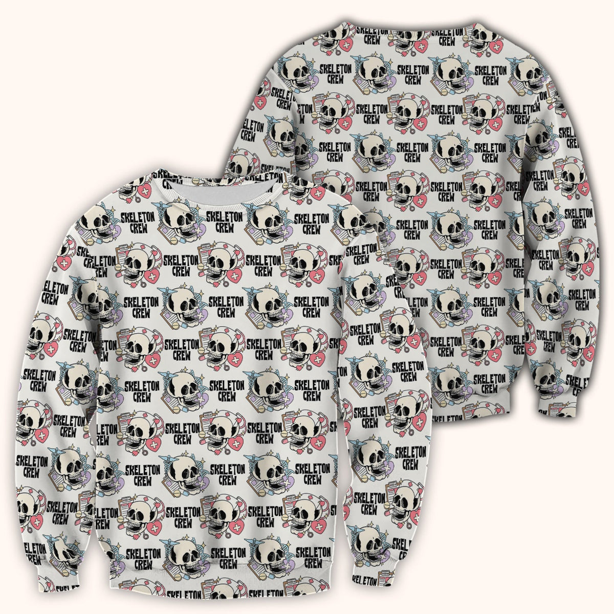 Skeleton Crew Nurse Scrub Top - Halloween Gift