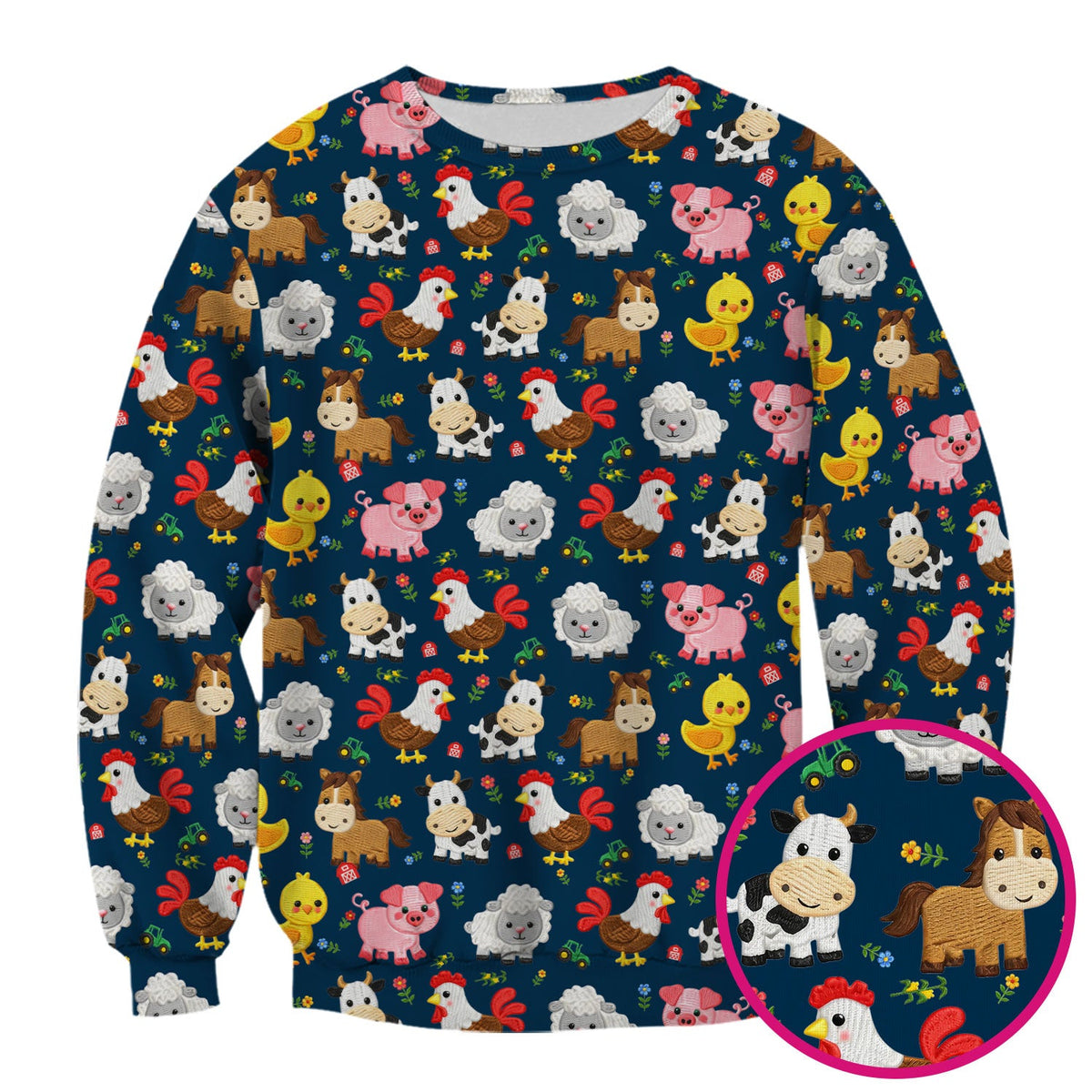 Cartoon Farm Animal Nurse Scrub Top