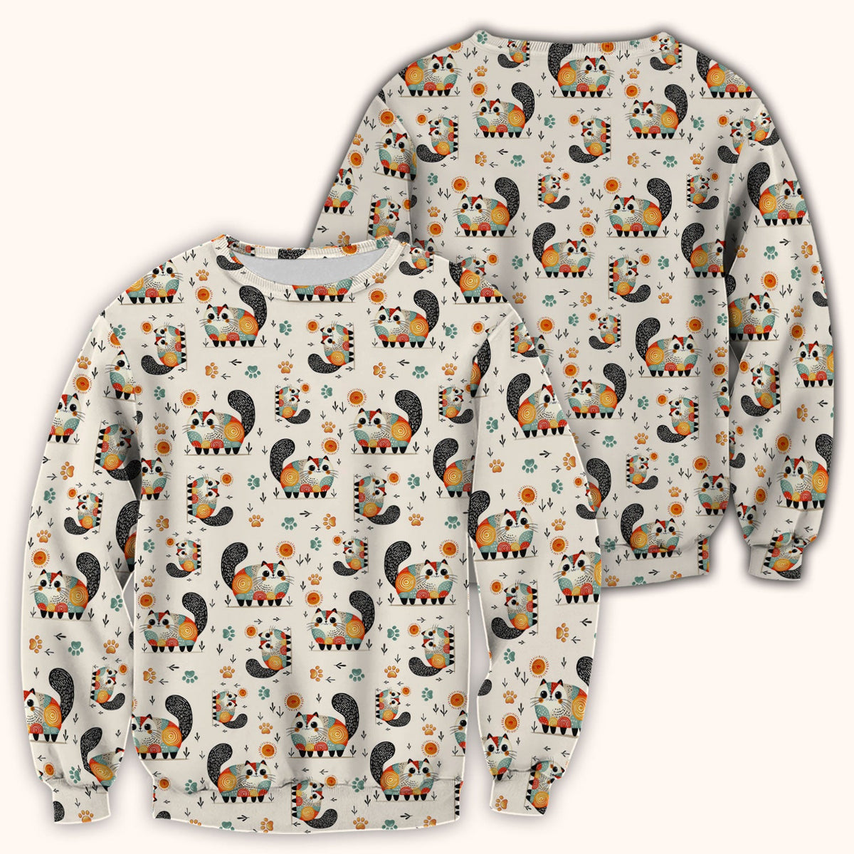Cat Illustration Nurse Scrub Top