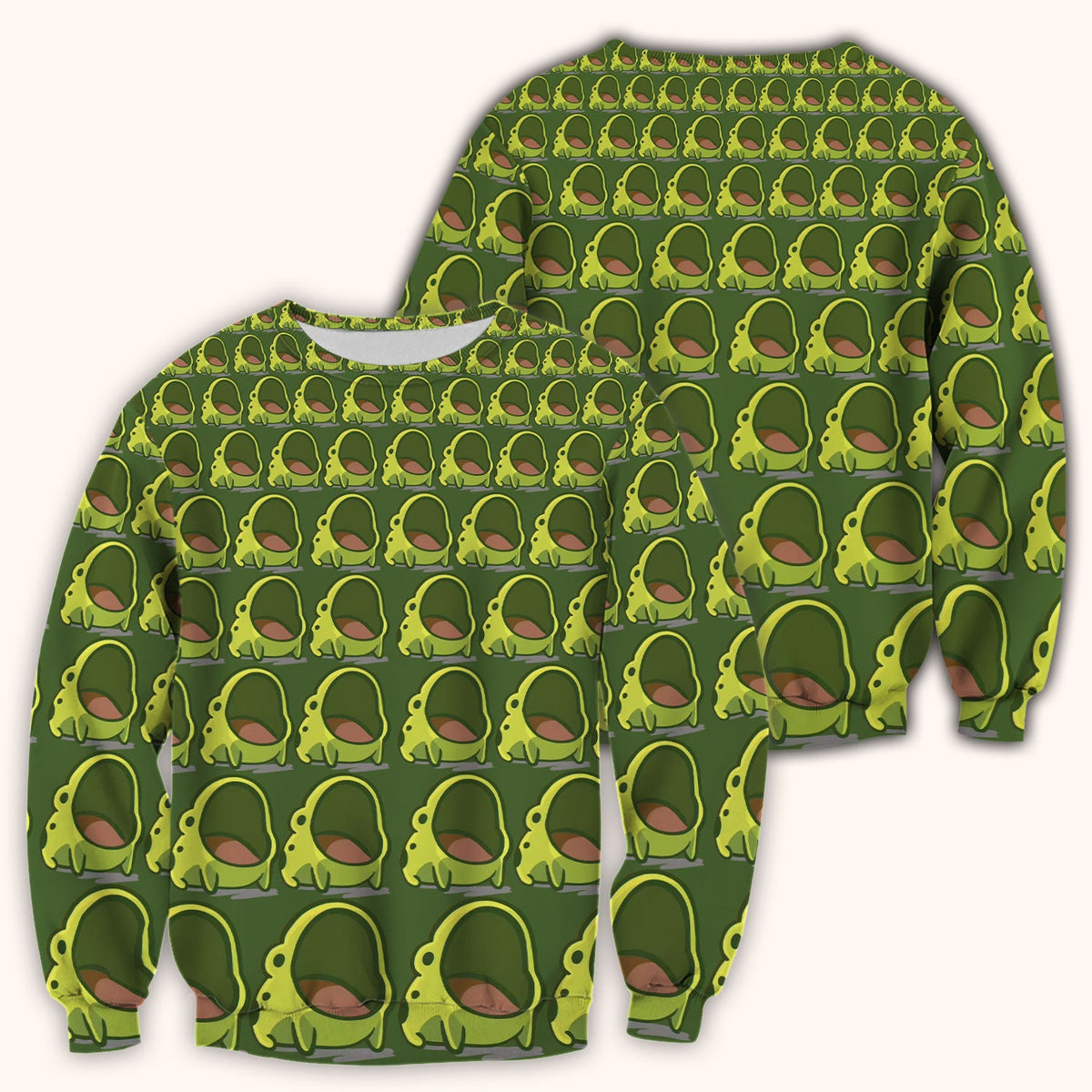 Green Frog Cartoon Nurse Scrub Top