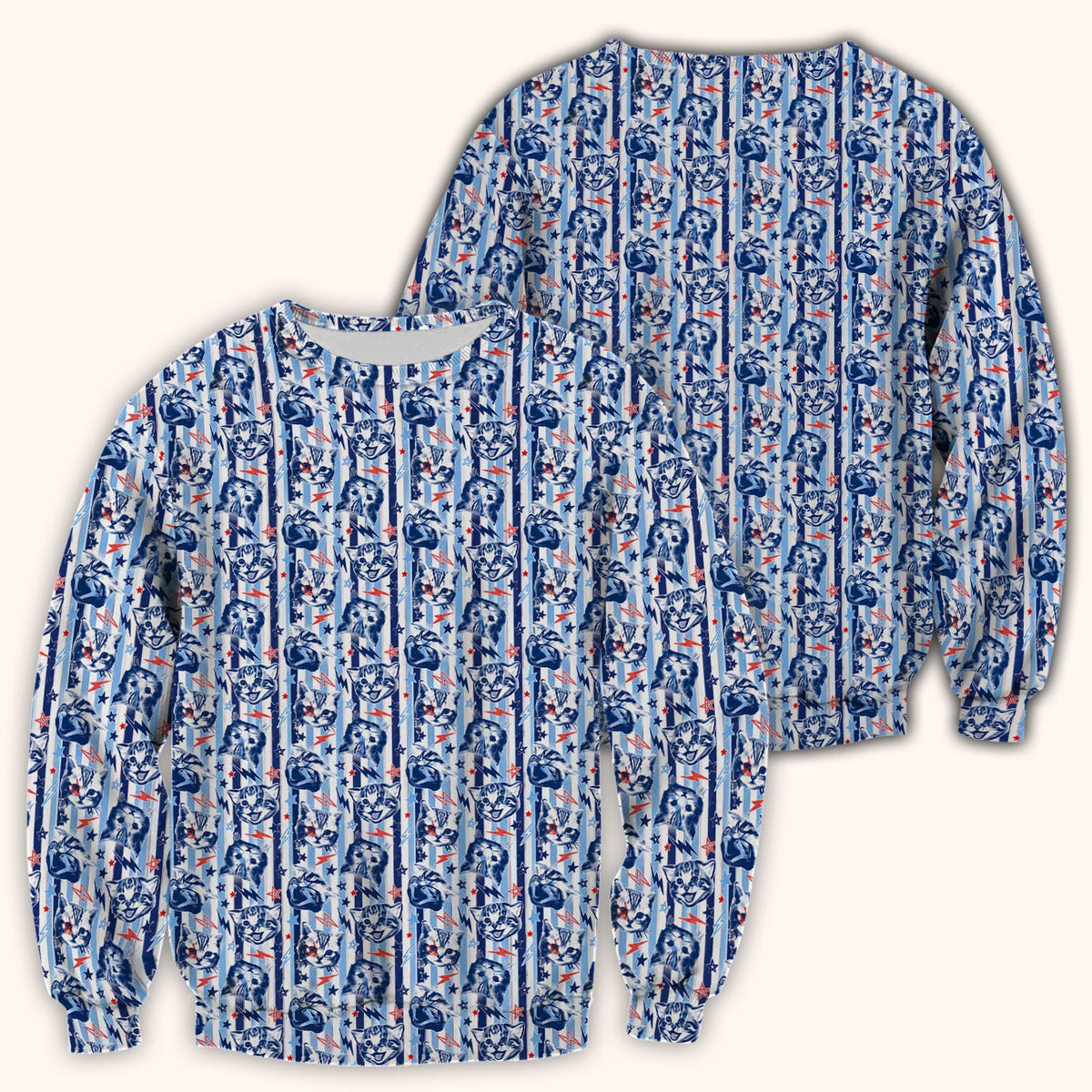 Cat Faces With Lightning Nurse Scrub Top