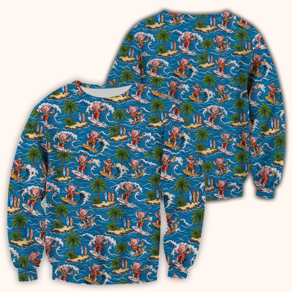 Tropical Surfing Pig Island Nurse Scrub Top