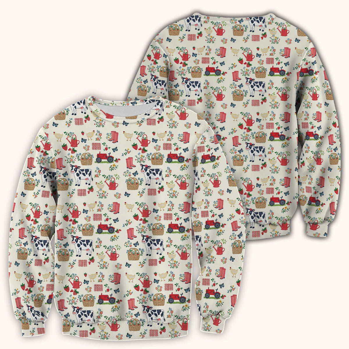 Cow Chicken Farm Nurse Scrub Top