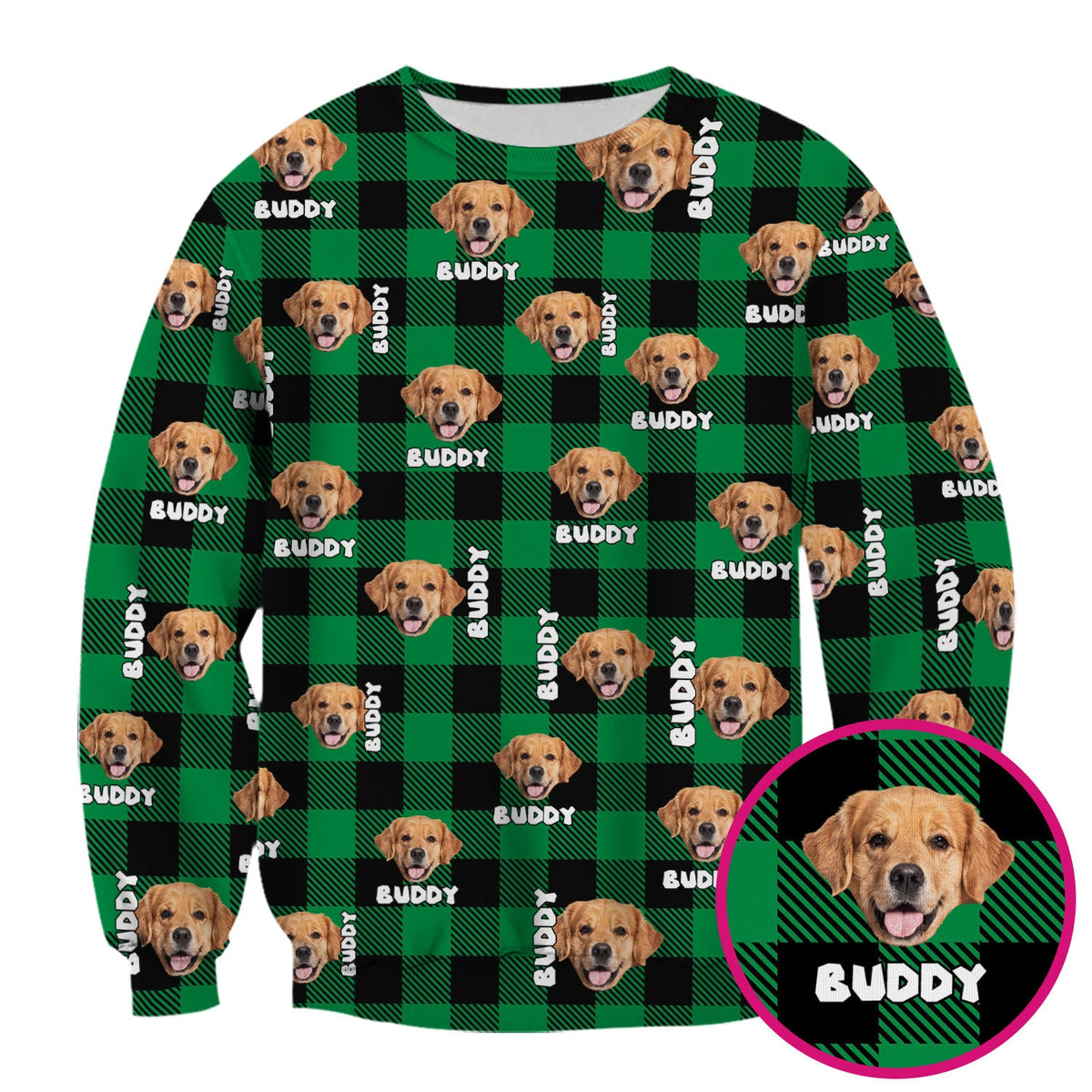 Custom Dog Face Scrub Top, Personalized Pet Photo Checkered Pattern Shirt, Custom Name Vet Tech Gift For Nursing