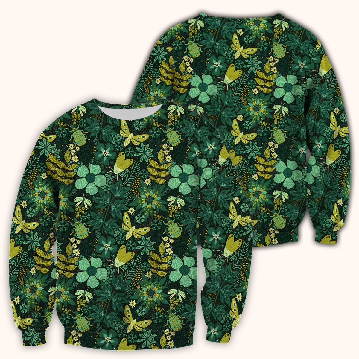 Green Botanical Butterfly Nurse Scrub Top