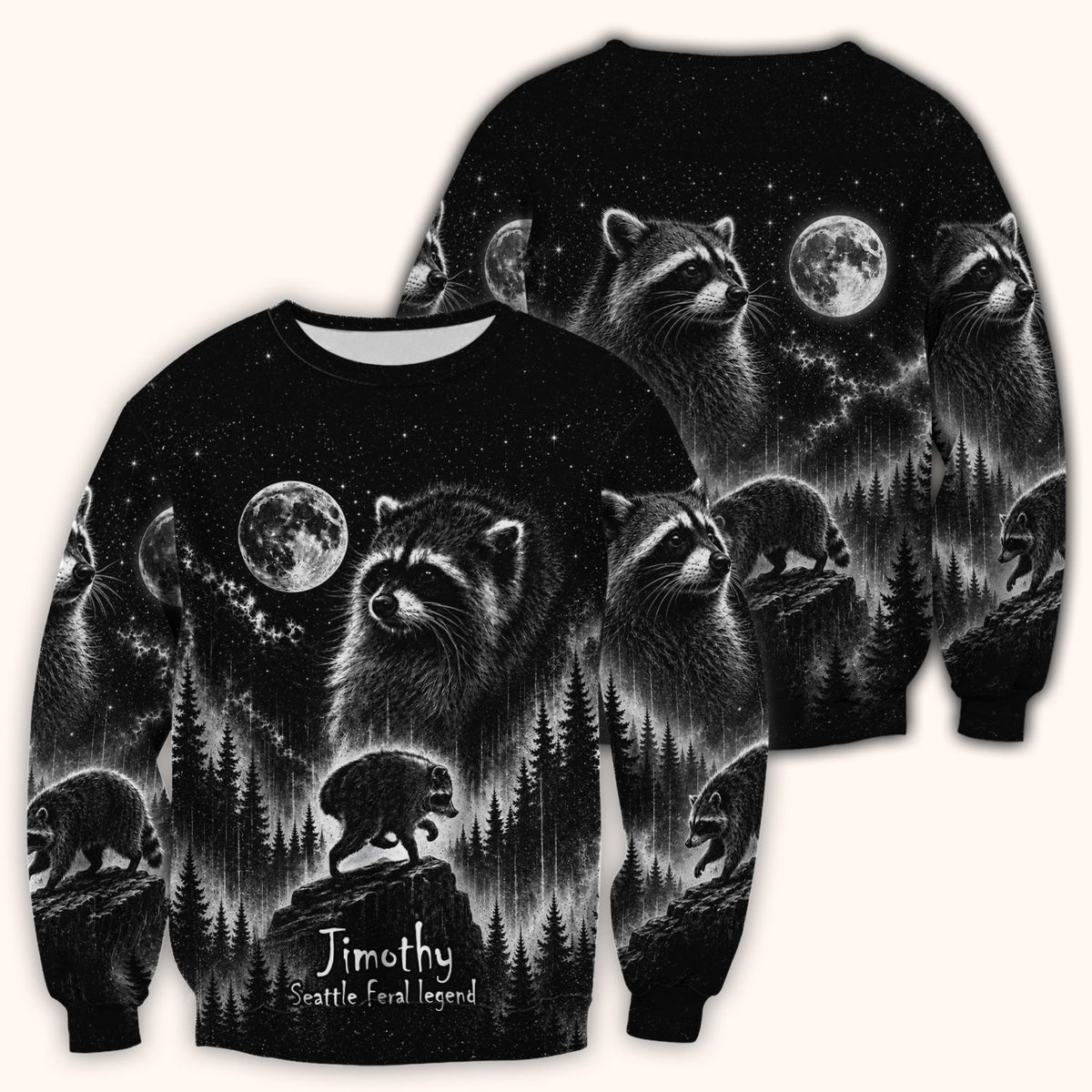 Moonlit Jimothy Raccoon Forest Nurse Scrub Top
