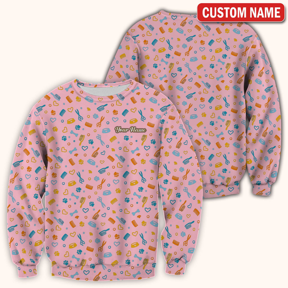 Personalized Dog Cat Grooming Nurse Scrub Top