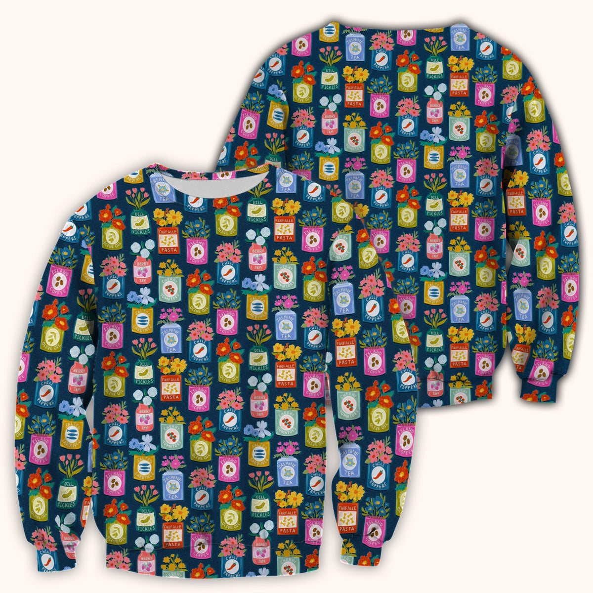 Colorful Pantry Jars Flowers Nurse Scrub Top