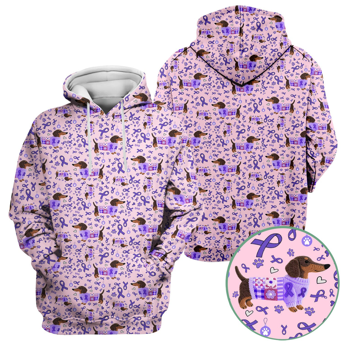 Purple Ribbon Dachshund Nurse Scrub Top